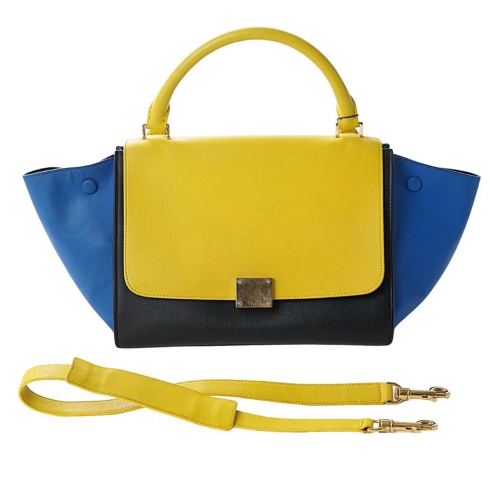 Celine Yellow and Blue Satchel